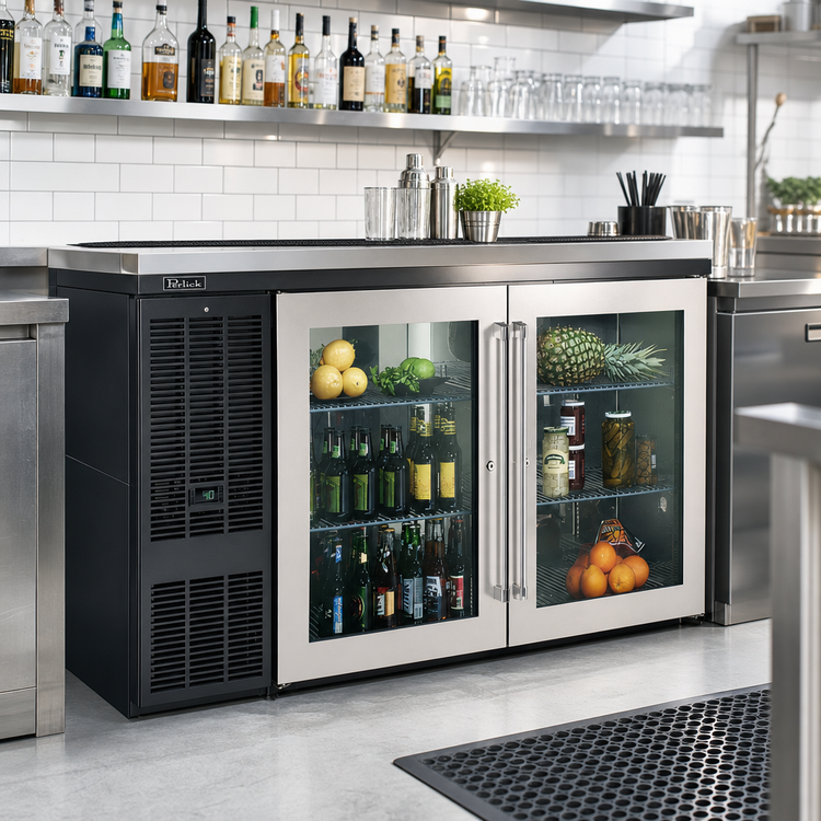 Product image #3 for Perlick BBS60 Two-Door Self-Contained Back Bar Refrigerator, 60-Inch, 16 Cu. Ft., Black Exterior, Stainless Steel Top