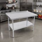 Thumbnail image #2 for John Boos Stallion UFBLG4824-X 48 x 24 Inch Stainless Steel Work Table, 18-Gauge 430 Top, Galvanized Open Base with Undershelf