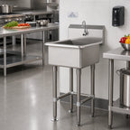 Thumbnail image #2 for Advance Tabco FC-FM-2219EF Freestanding Single-Station Service Sink with Electronic Faucet, 20 x 19-1/2 x 10 Inch Bowl, 16-Gauge Stainless Steel