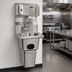 Thumbnail image #2 for Eagle Group HSA-10-FDP-T-1X Wall-Mounted 304 Stainless Steel Hand Sink with Waste Receptacle, Gooseneck Faucet & Soap/Towel Dispensers