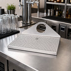 Thumbnail image #2 for Micro Matic USA DP-740DP Surface-Mount Stainless Steel Draft Tower Drip Tray Trough with Perforated Screen and 1/2-Inch NPT Drain