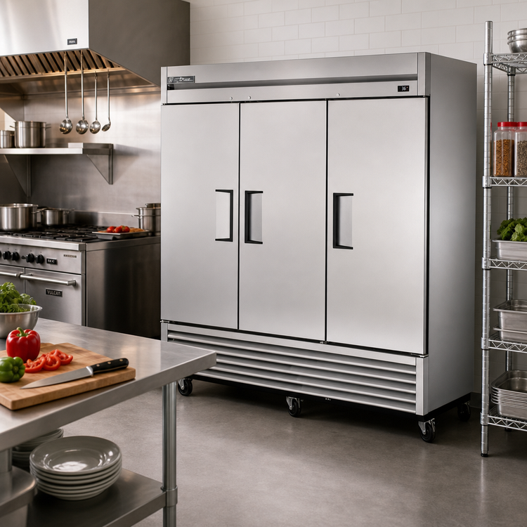 Product image #2 for True TS-72-HC Three-Section Solid Door Reach-In Refrigerator, 78 1/8-Inch Wide, Stainless Steel