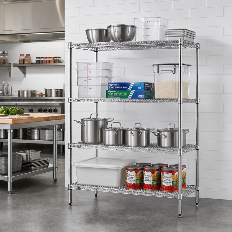 Product image #2 for Metro Super Erecta Brite Stationary Starter Wire Shelving Unit, 72W x 21D x 63H, 4 Shelves