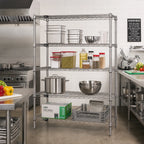 Thumbnail image #2 for Quantum WR54-1872S 72" x 18" x 54" Stationary Wire Shelving Starter Unit, 4-Shelf, 304 Stainless Steel