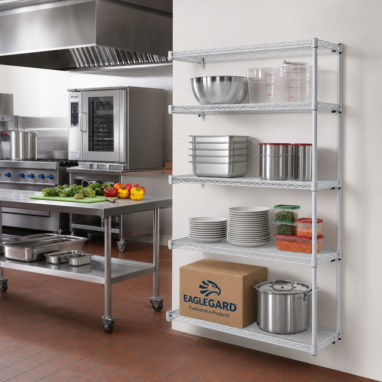 Product image #2 for EagleGard 4-Tier Add-On Wire Shelving Unit, 30"W x 18"D x 63"H, Hybrid Epoxy Finish