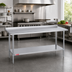 Thumbnail image #2 for Duke 144 Inch x 24 Inch 16 Gauge Deluxe Stainless Steel Work Table with 1-1/8 Inch Straight Riser