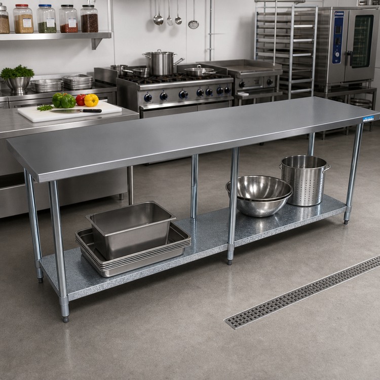 Product image #2 for BK Resources 84-Inch Stainless Steel Work Table with Adjustable Undershelf