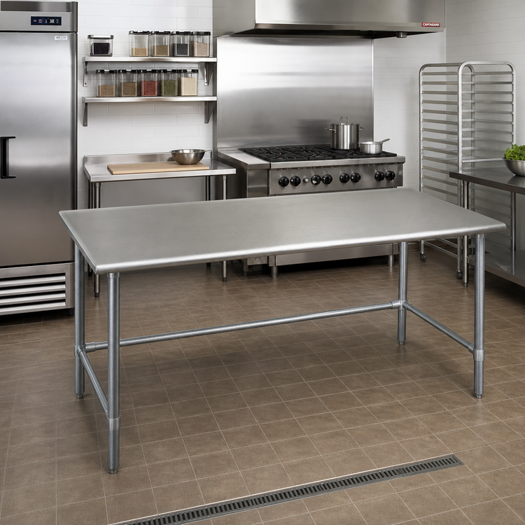 Product image #2 for Eagle Spec-Master 60 Inch x 36 Inch Flat Top Work Table with 304 Stainless Steel Top and Galvanized Tubular Base