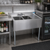 Thumbnail image #2 for BK Resources Slim-Line 36 Inch Two-Compartment Underbar Sink with Right Drainboard, Faucet, and Drain Kit