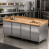 Thumbnail image #2 for BK Resources 96 Inch x 30 Inch Chef Table with Cabinet Base, Hinged Doors, and Hard Maple Bakers Top