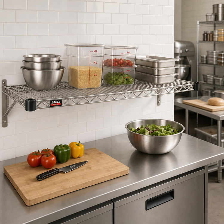 Product image #2 for Eagle Group QuadTruss Quad-Adjust 36"W x 24"D Wire Shelf with Stainless Steel Finish, 800 lb Capacity