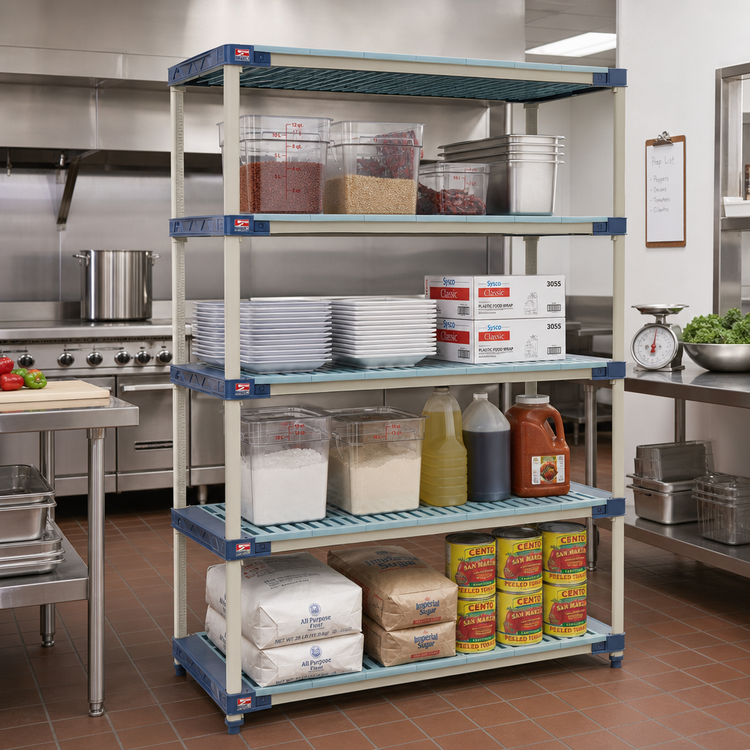 Product image #2 for MetroMax 4 Starter All-Polymer Shelving Unit, 48W x 21D x 74H, 4-Shelf