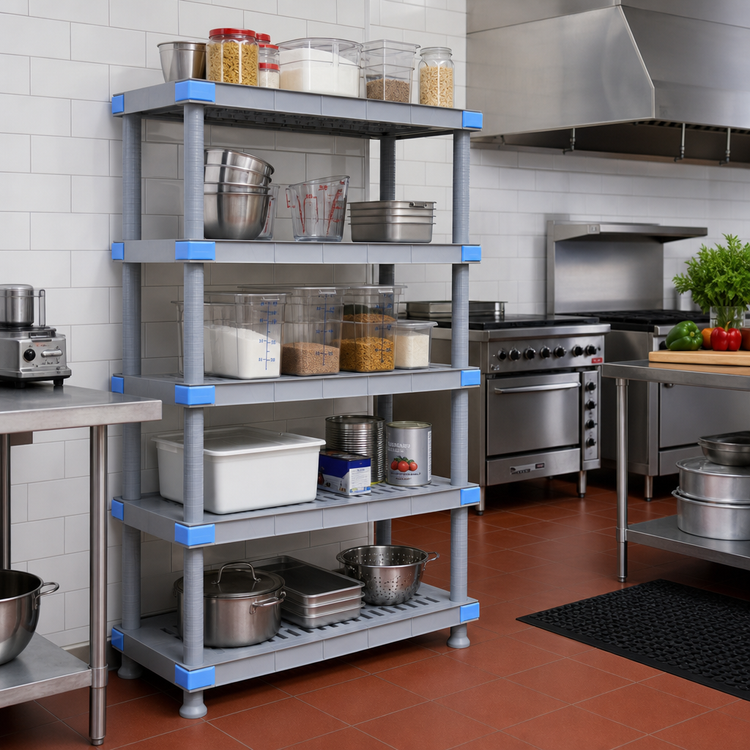 Product image #2 for Millenia 42"W x 24"D x 62"H All-Polymer Stationary Starter Shelving Unit with 5 Open Grid Shelves