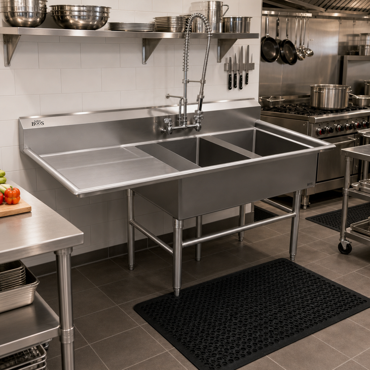 Product image #2 for John Boos Pro-Bowl 2-Compartment Sink with 30-Inch Left Drainboard, 14-Gauge Stainless Steel