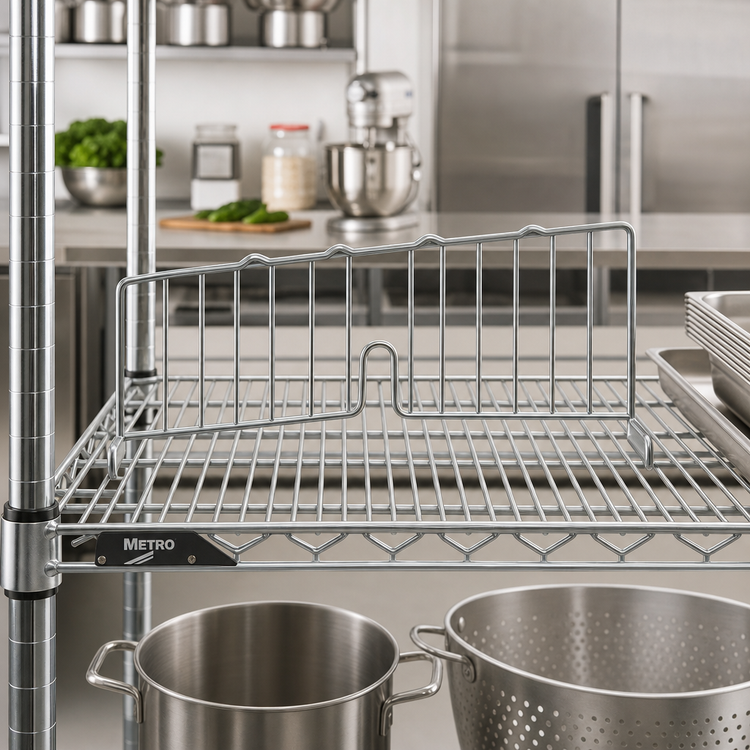 Product image #2 for Metro Super Erecta Chrome Shelf Divider, 8-Inch H x 21-Inch D