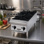 Thumbnail image #2 for Toastmaster (Middleby) TMHP2 12-Inch 2-Burner Countertop Gas Hot Plate, Manual Control, Stainless Steel Front