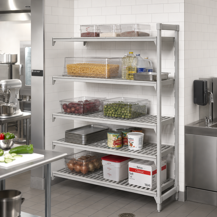 Product image #3 for Cambro Camshelving Premium 24" Deep x 54" Long x 72" High 5-Shelf Vented Add-On Polymer Shelving Unit