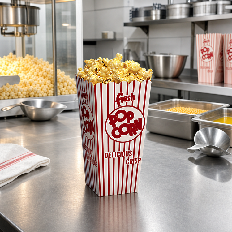 Product image #2 for Benchmark 0.75 oz Red & White Striped Popcorn Tapered Scoop Box, 500/Case