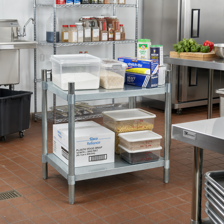 Product image #2 for BK Resources Galvanized Steel Dry Storage Shelving Unit with 2 Adjustable Shelves, 55W x 24D x 38H