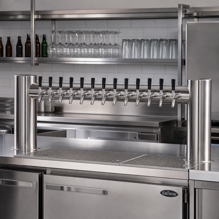 Product image #2 for Krowne Max-H Style 12-Faucet Glycol-Cooled Beer Tower, Brushed Stainless Steel