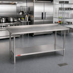Thumbnail image #2 for Duke Manufacturing 314S-36108-2R 108-Inch x 36-Inch 14-Gauge 300-Series Stainless Steel Work Table with 1-1/8-Inch Riser and Undershelf