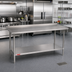 Thumbnail image #2 for Duke 108-Inch x 36-Inch 14-Gauge 300-Series Stainless Steel Work Table with 1-1/8-Inch Straight Riser