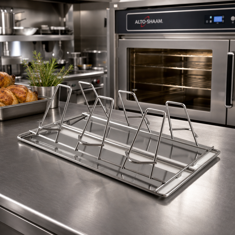 Product image #3 for Alto-Shaam TH/III Stainless Steel 6-Chicken Self-Trussing Chicken Rack with Deflector