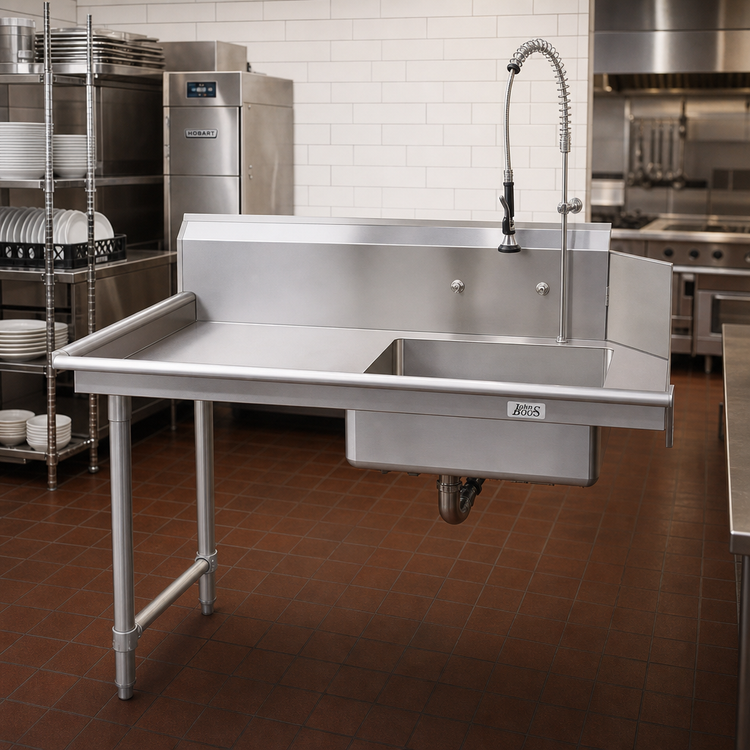 Product image #2 for John Boos JDTS-20-48L-X 48-Inch Soiled Straight Left-to-Right Dishtable with 20 x 20 x 8 Inch Pre-Rinse Sink