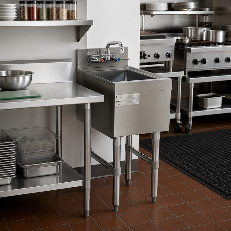 Product image #2 for Advance Tabco Underbar Basics Free-Standing Stainless Steel Underbar Hand Sink with Splash Mount Faucet