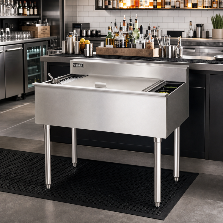 Product image #2 for Eagle Group 1800 Series Underbar Cocktail Unit with 16-Inch Insulated Ice Bin and 7-Circuit Cold Plate