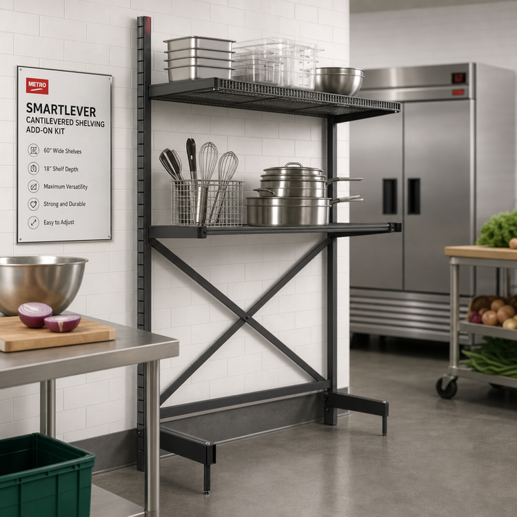 Product image #2 for Metro SmartLever Cantilevered Shelving Add-On Kit for 60" W x 18" D Shelves