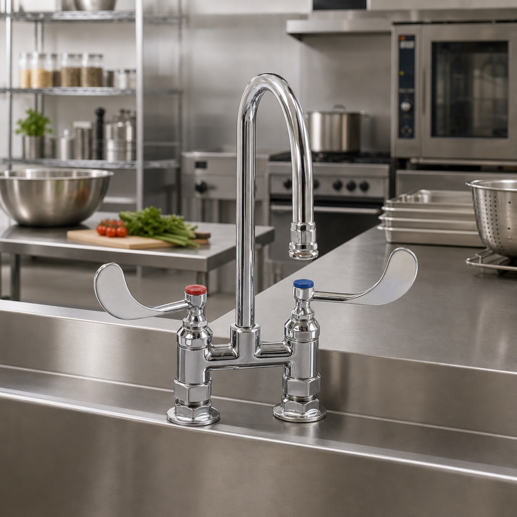 Product image #2 for T&S Extra Heavy Duty Deck-Mounted Manual Mixing Faucet, 4-Inch Centers