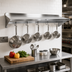 Thumbnail image #2 for John Boos Stallion Commercial Wall-Mounted Stainless Steel Pot Rack Shelf with 6 Hooks, 72 x 18 x 13 Inches