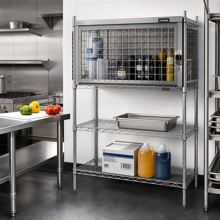 Product image #2 for Eagle Group 36"W x 24"D Stainless Steel Security Enclosure Kit with Flip-Up Door