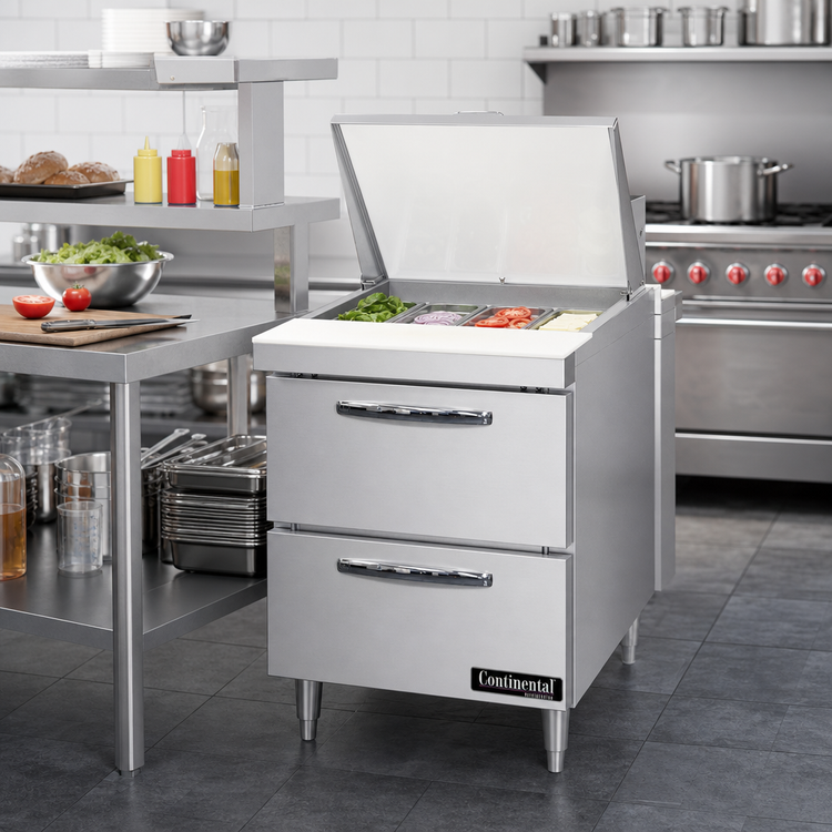 Product image #2 for Continental Refrigerator D27N12M-D Designer Line 27" One-Section Mighty Top Sandwich Prep Table with Drawers