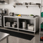 Thumbnail image #2 for John Boos 4CO6R1.5-30120 Open-Front Stainless Steel Work Table, 120"W x 30"D, 16-Gauge 300-Series Top, 1-1/2" Rear Riser