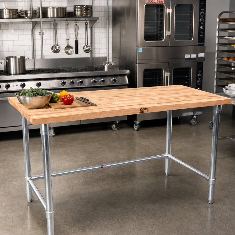 Product image #2 for John Boos 108-Inch x 36-Inch Wood Top Work Table with Stainless Steel Legs