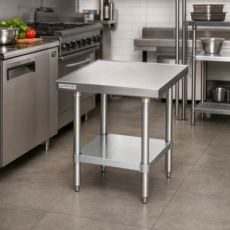 Product image #2 for Advance Tabco Budget Equipment Stand with 430 Stainless Steel Top and Galvanized Adjustable Undershelf, 24 x 30 x 24 Inches