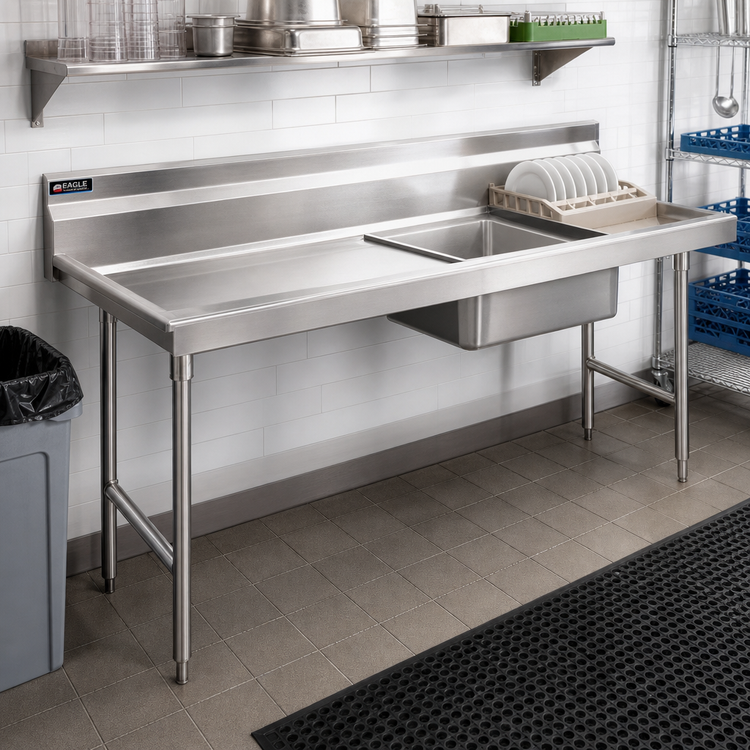 Product image #2 for Eagle Group Straight Soiled Dishtable with Left-to-Right Operation, 20 x 20 x 5-Inch Sink, 96 x 30 Inches
