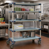 Thumbnail image #2 for MetroMax 4 5-Tier Mobile Starter Polymer Shelving Unit with 4 Open Grid Shelves and 1 Solid Shelf, 60 x 18 x 80 Inches, Blue