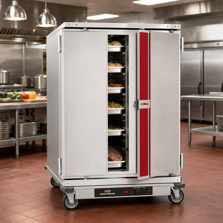 Product image #2 for Carter-Hoffmann PH1860 Mobile 2-Door Heated Food Transport Cabinet with Bottom-Mounted Forced-Air Heat
