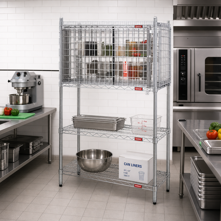 Product image #2 for EAGLEbrite Zinc Security Enclosure Kit with Flip-Up Door for Wire Shelving, 48 W x 21 D