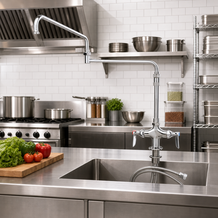 Product image #2 for T&S Brass Double Pantry Mixing Faucet with 24-Inch Double-Joint Swing Nozzle