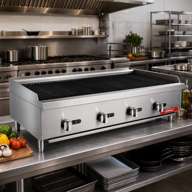 Product image #3 for General 48-Inch Natural Gas Countertop Char-Rock Charbroiler