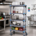 Thumbnail image #2 for Millenia Mobile Polymer Shelving Starter Unit with 5 Open Grid Shelves, 42W x 18D x 74H, Gray
