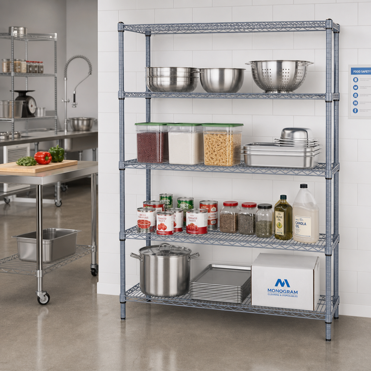 Product image #2 for Quantum Stationary Wire Shelving Starter Kit, 72"W x 24"D x 63"H, Gray Epoxy