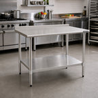 Thumbnail image #2 for Eagle Group Deluxe UT2430EB Stainless Steel Work Table, 30 x 24 in, 16-Gauge 300 Series Top, Rear Upturn, Adjustable Undershelf
