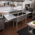 Thumbnail image #2 for Omcan USA 72-Inch 2-Compartment Pot Sink with Left and Right Drainboards, 304 Stainless Steel