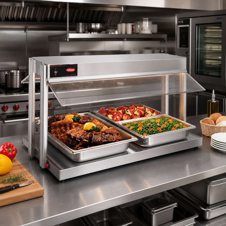 Product image #2 for Hatco Glo-Ray® 30-Inch Countertop Buffet Warmer with Heated Base and Buffet-Style Sneeze Guards