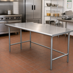 Thumbnail image #2 for Advance Tabco 120"W x 30"D 16-Gauge 430 Stainless Steel Work Table with Galvanized Open Base and Crossrails